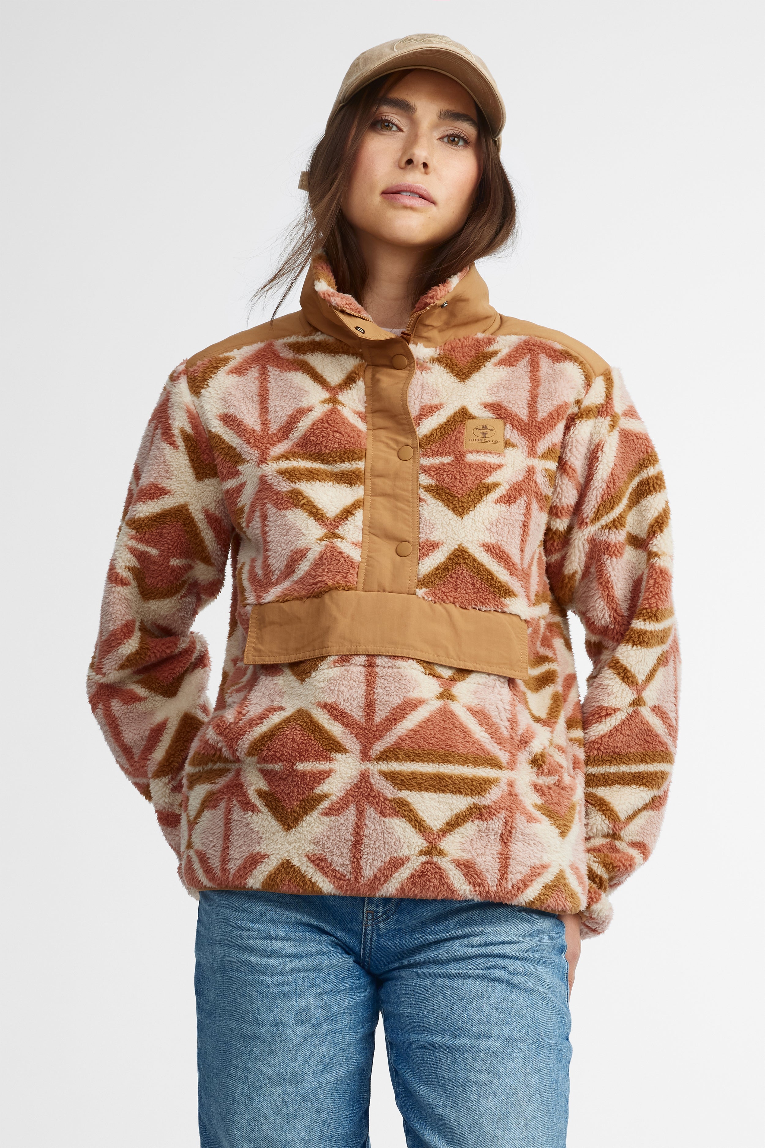 High-collar plush pullover for women