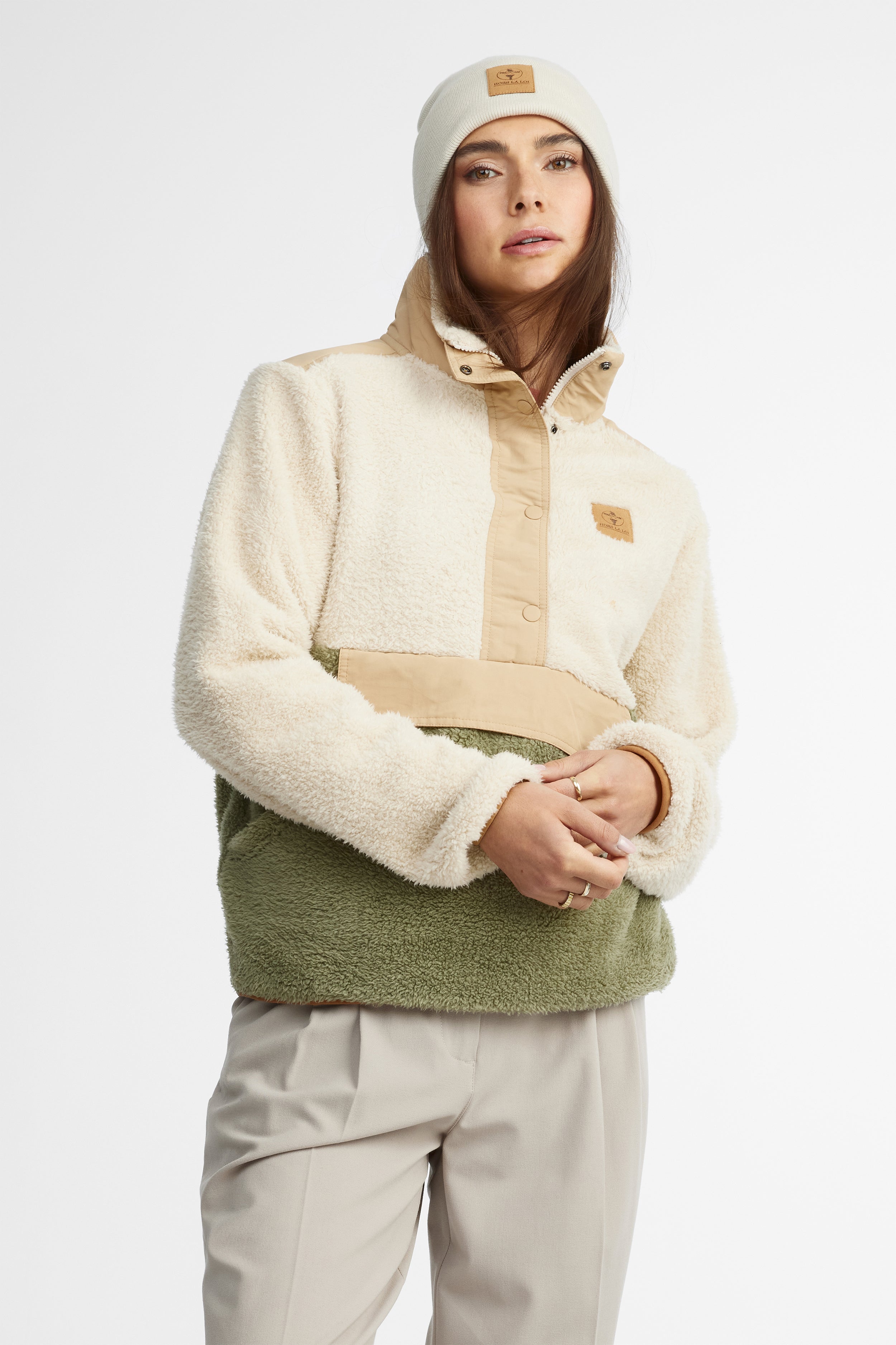 High-collar plush pullover for women