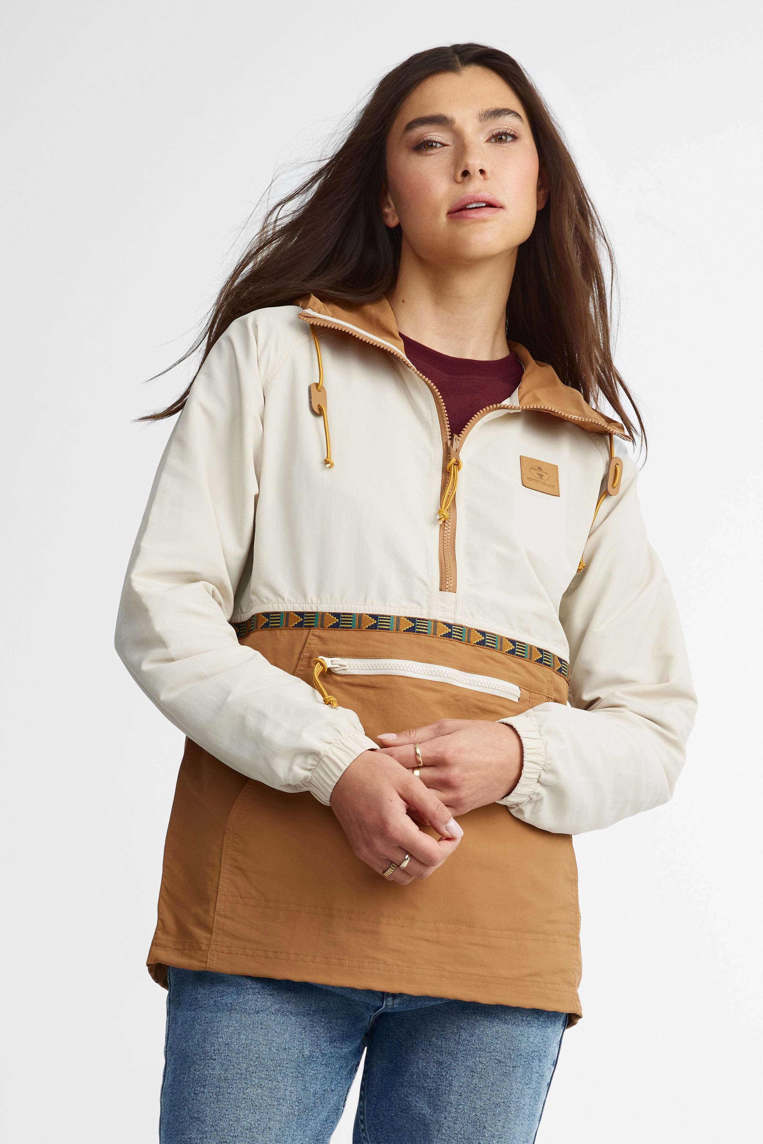 Retro windbreaker anorak for women