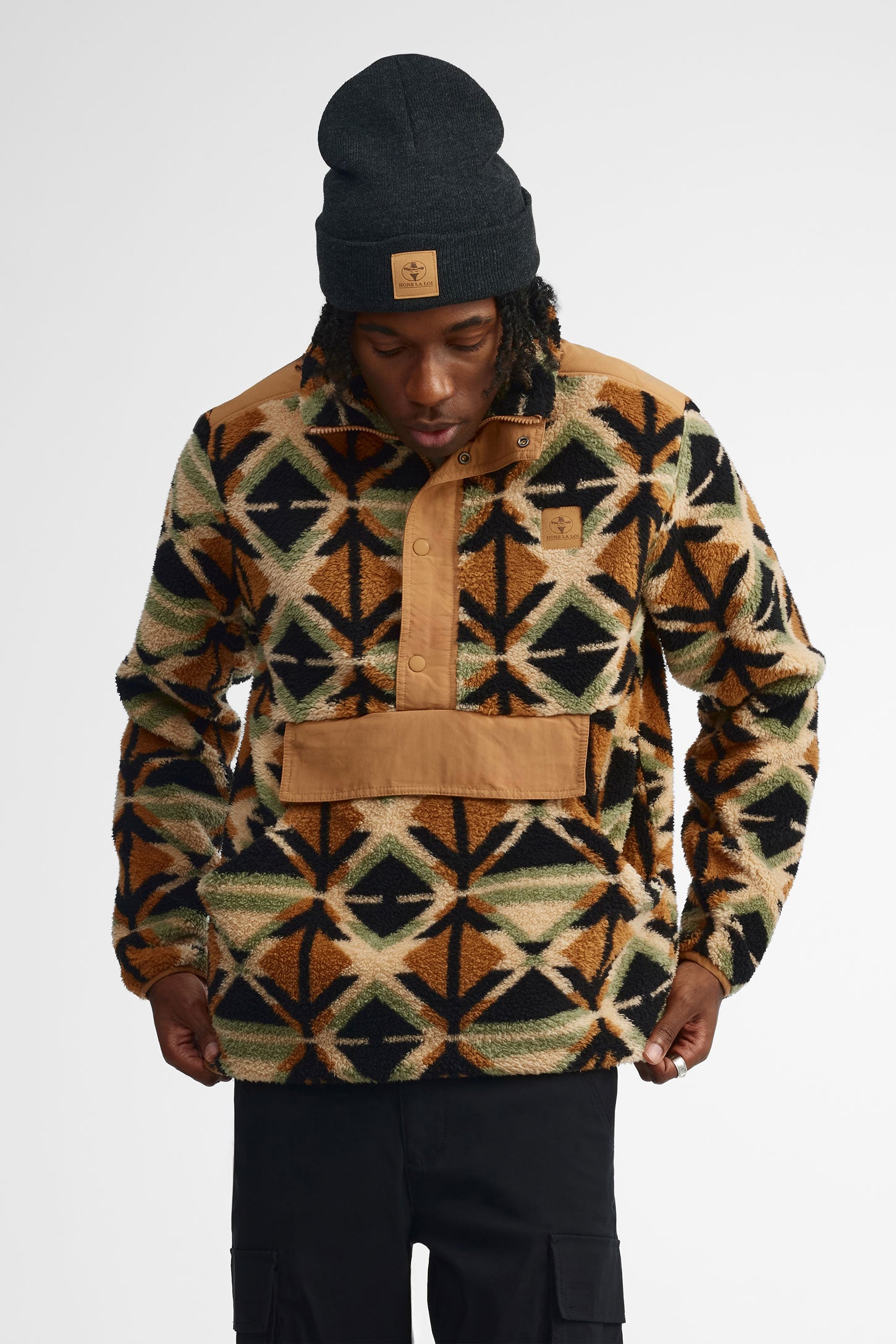 High-collar plush pullover for men