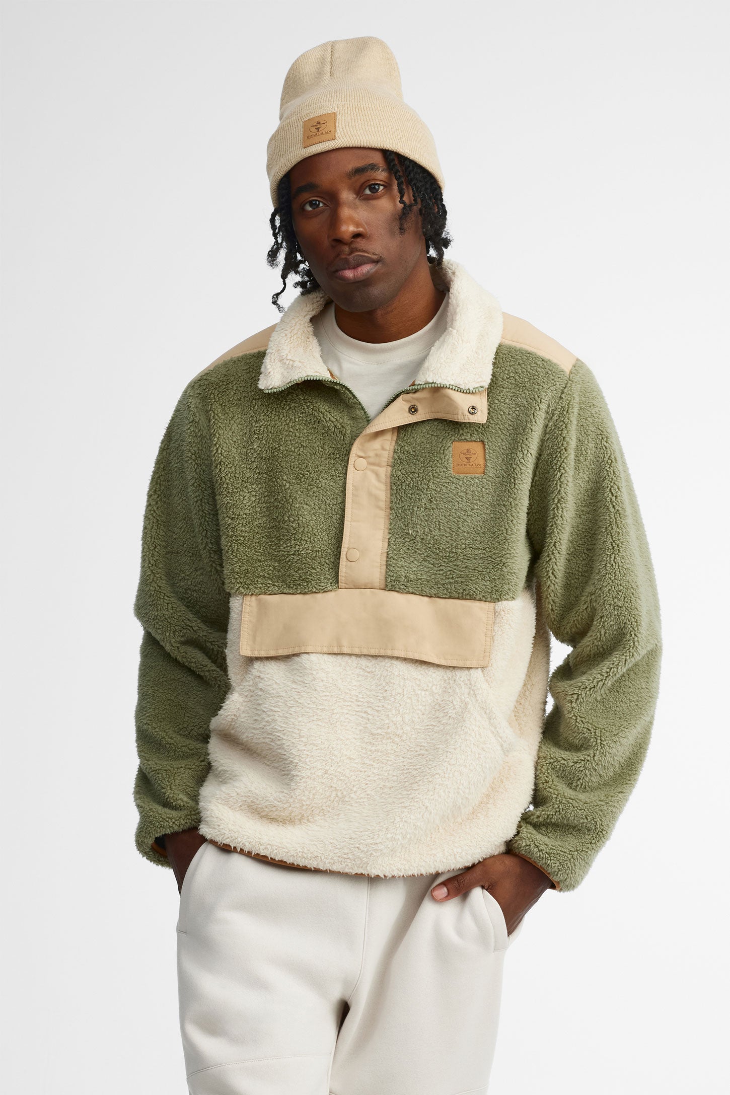 High-collar plush pullover for men