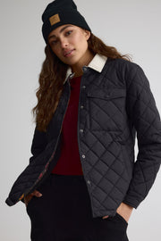 Sherpa collar shacket for women
