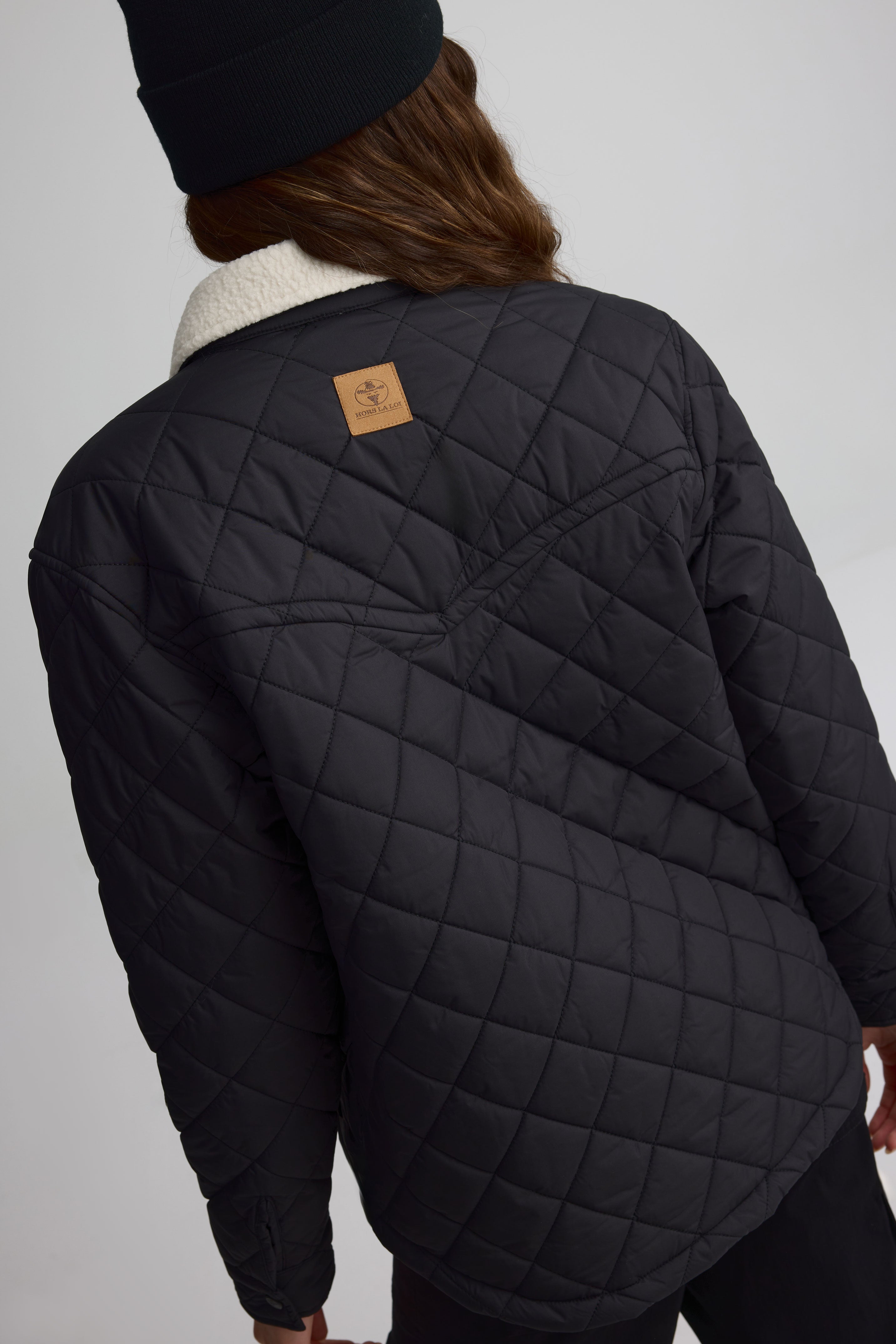 Sherpa collar shacket for women