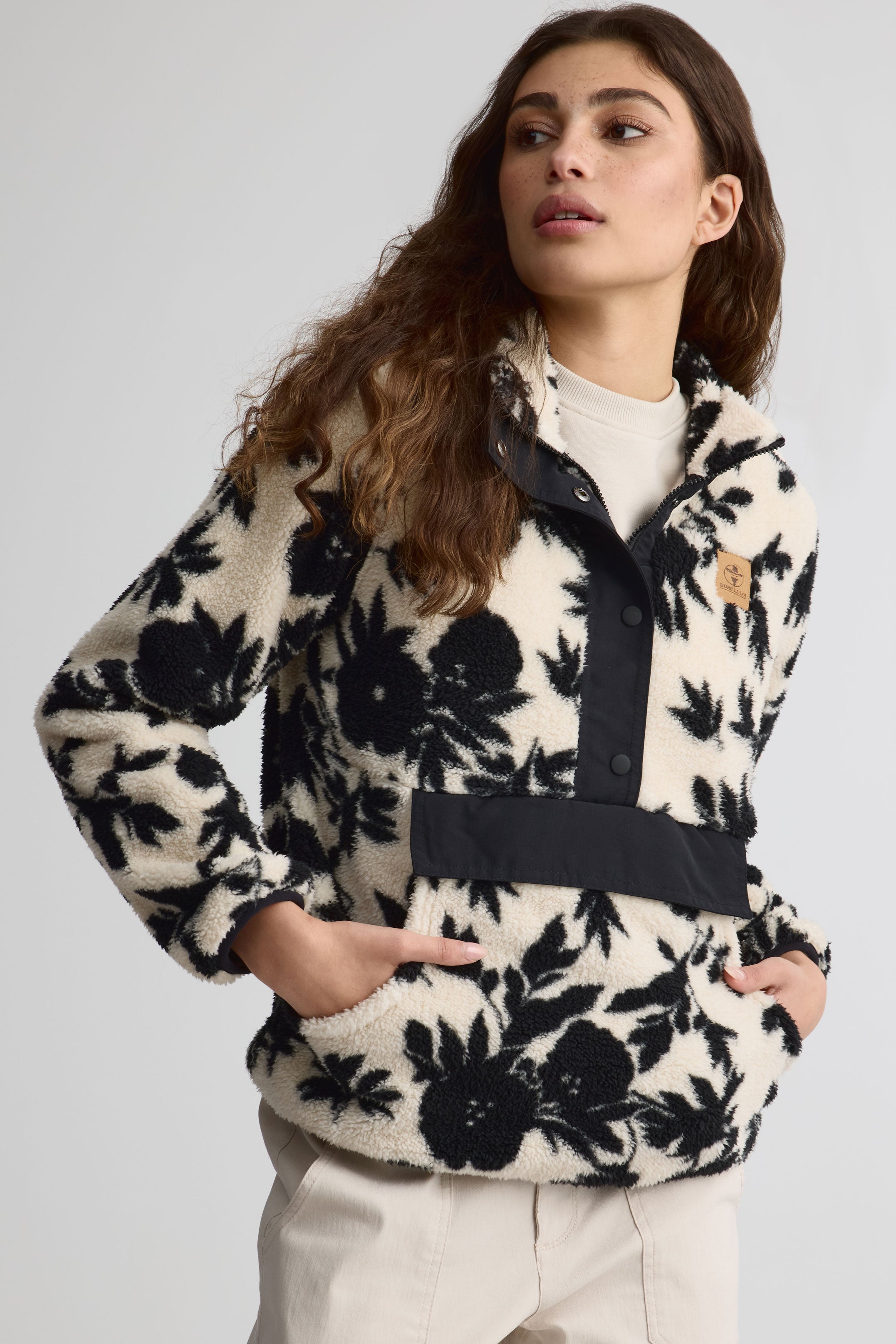 High-collar plush pullover for women