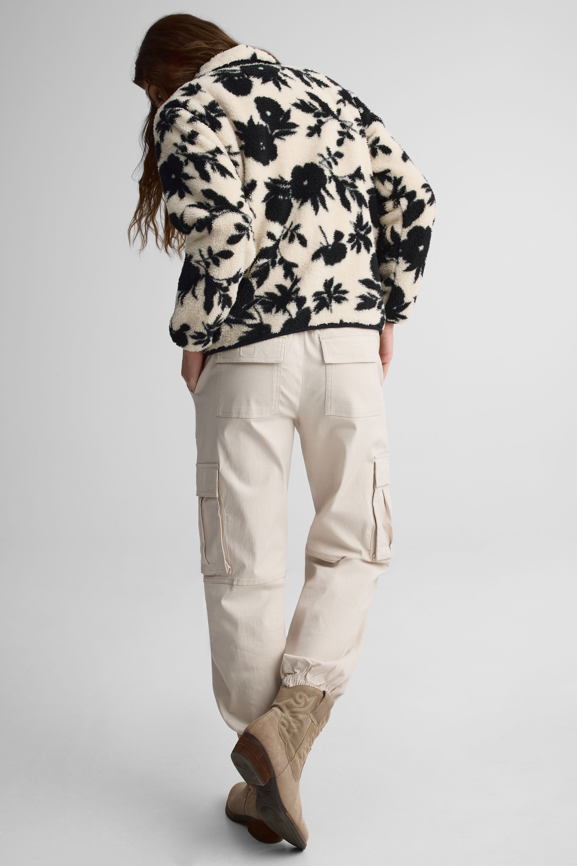 High-collar plush pullover for women