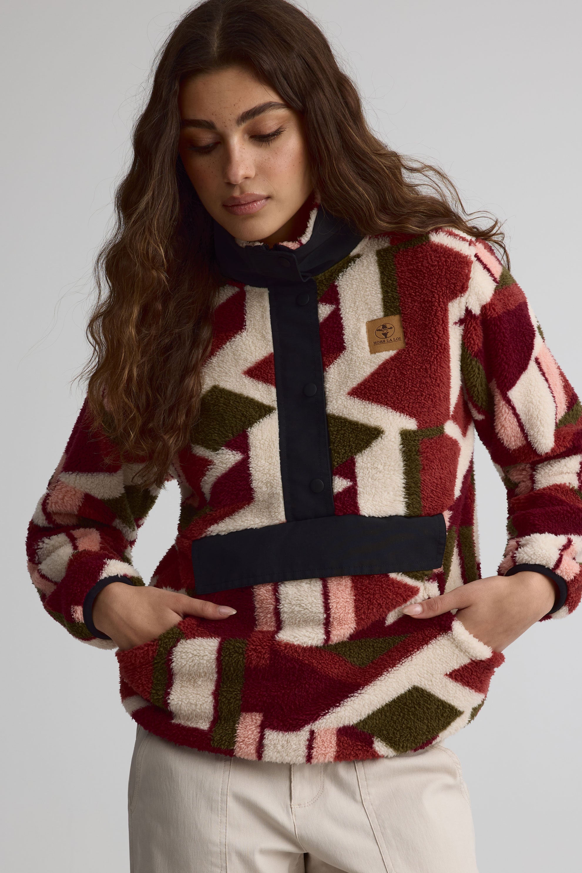 High-collar plush pullover for women