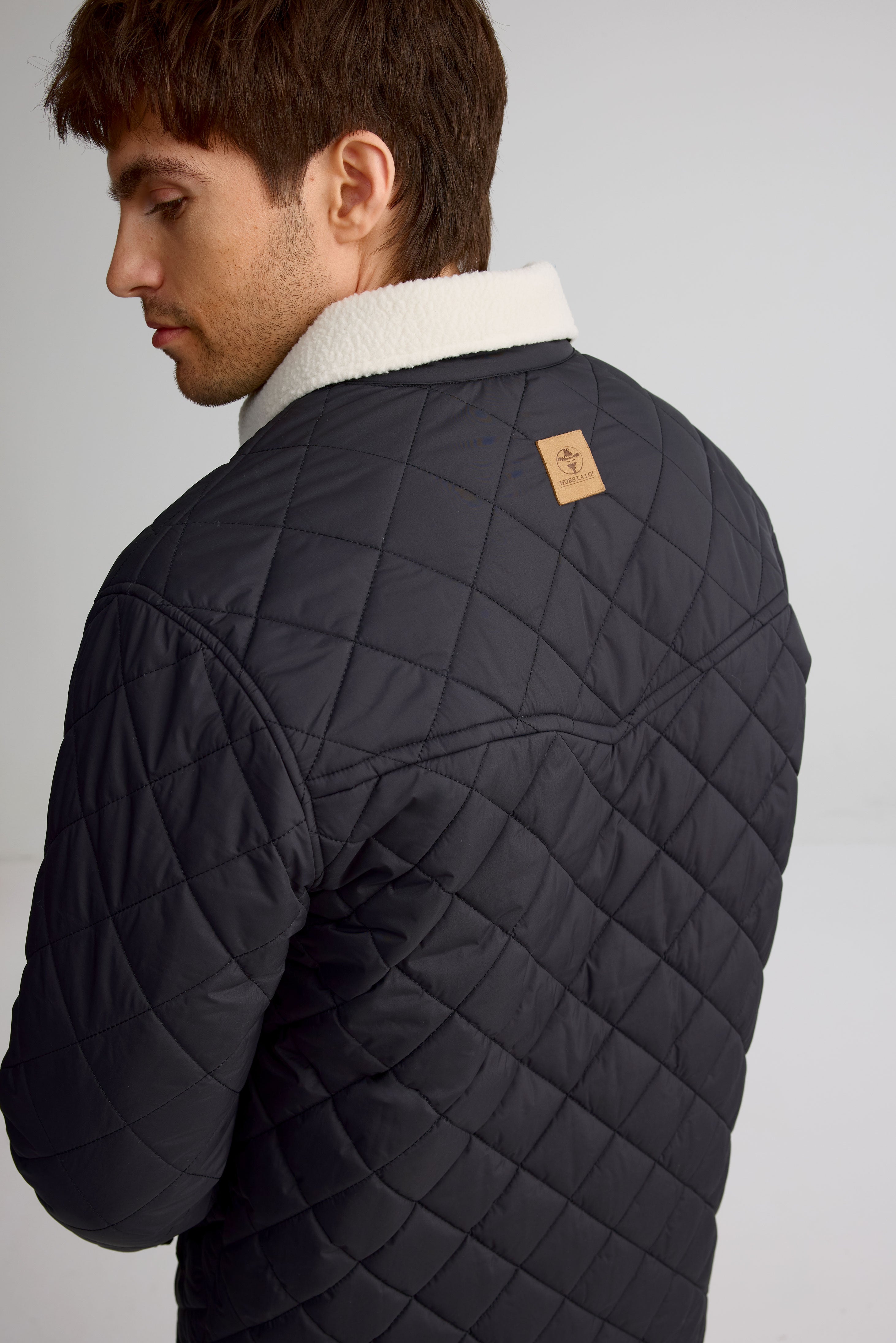 Sherpa collar shacket for men