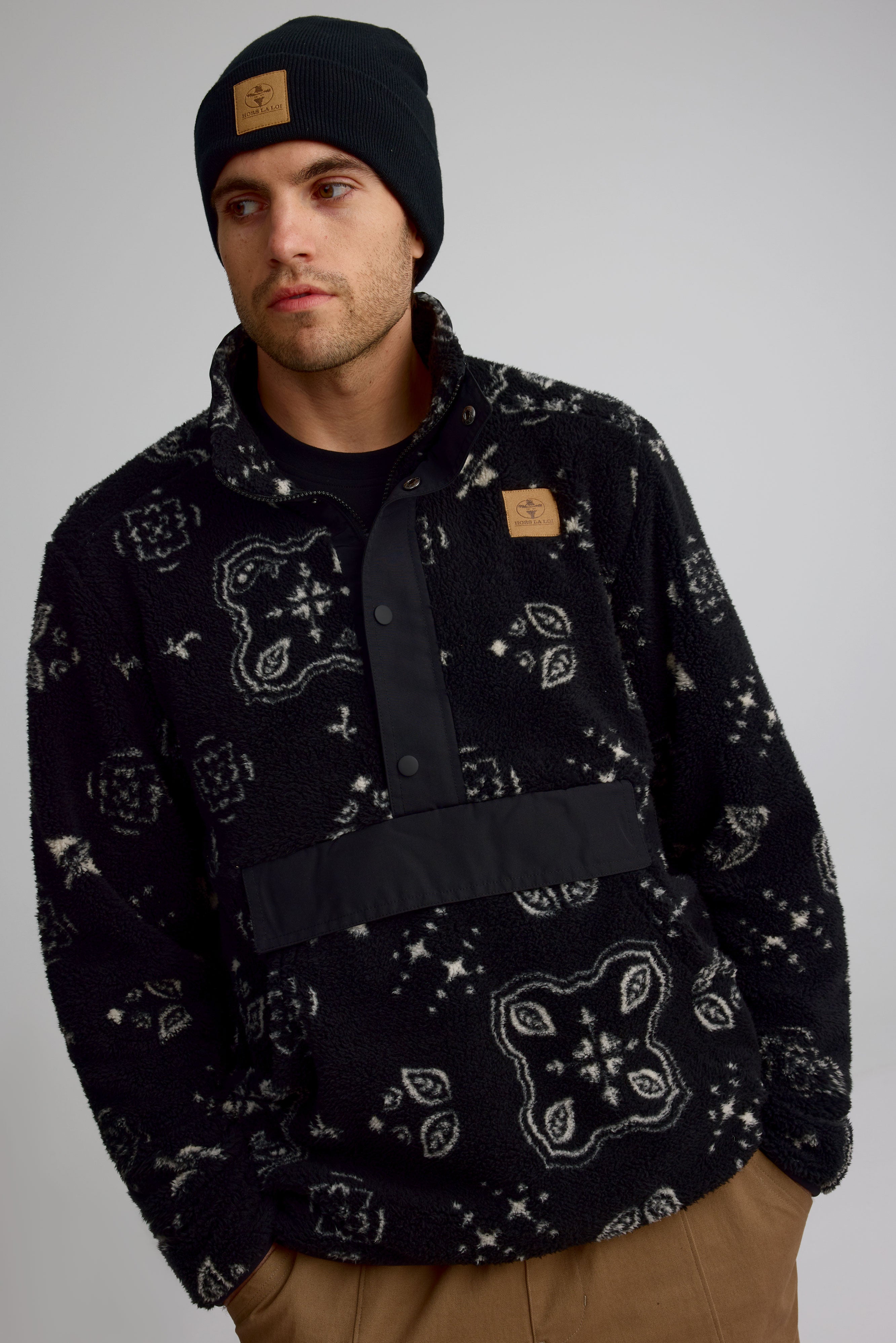 High-collar plush pullover for men