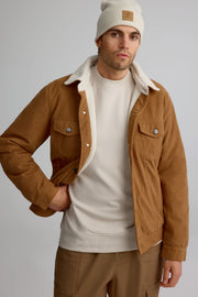Corduroy jacket with sherpa collar for men