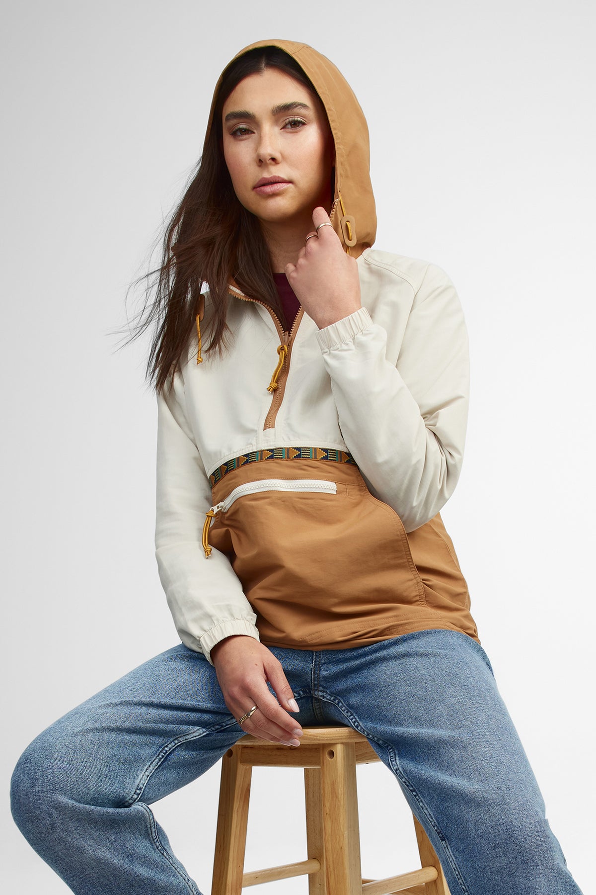 Retro windbreaker anorak for women
