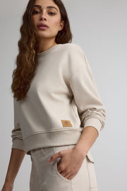 Chandail coton ouaté à col rond pour femme