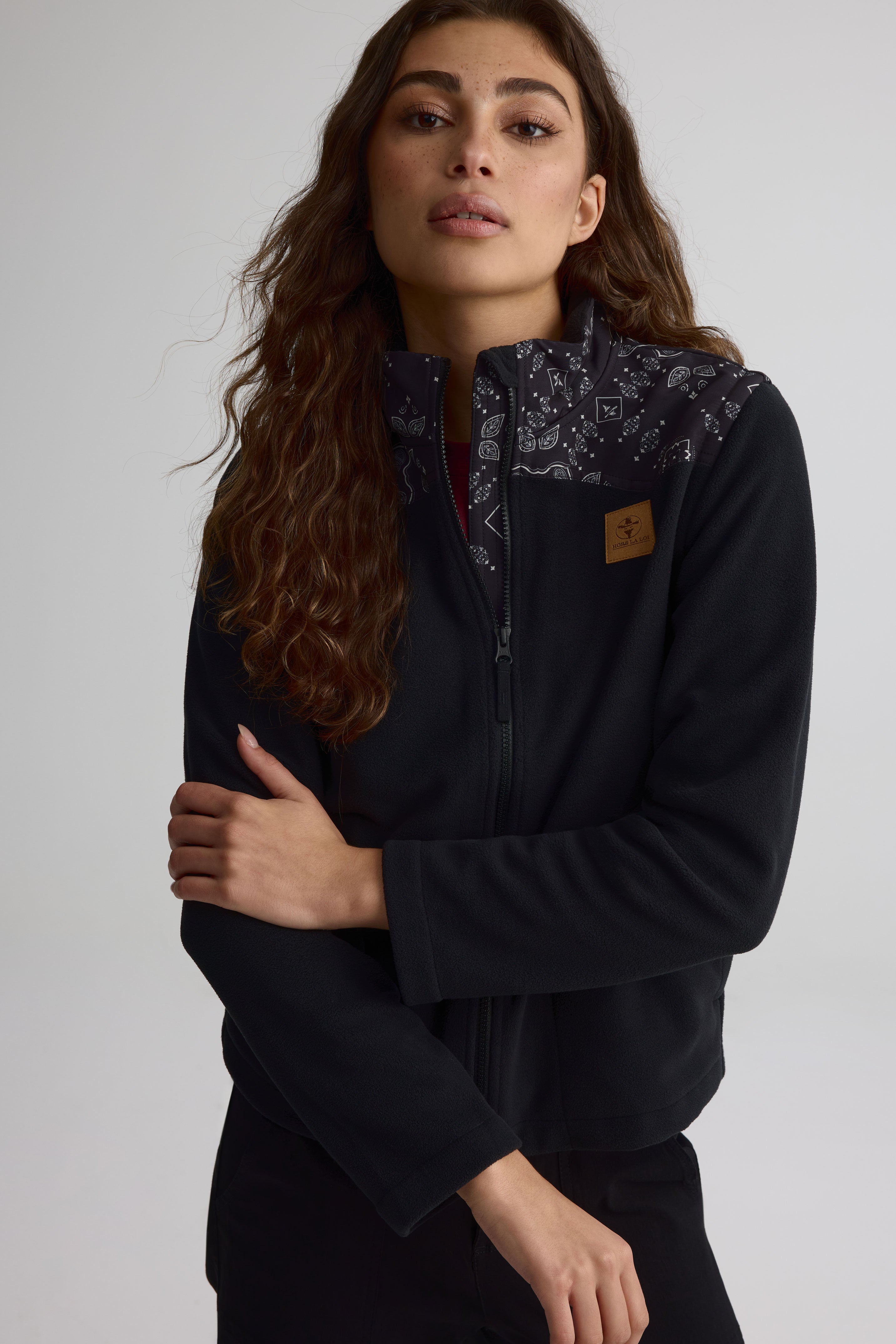 Veste en laine polaire à manches amovibles pour femme
