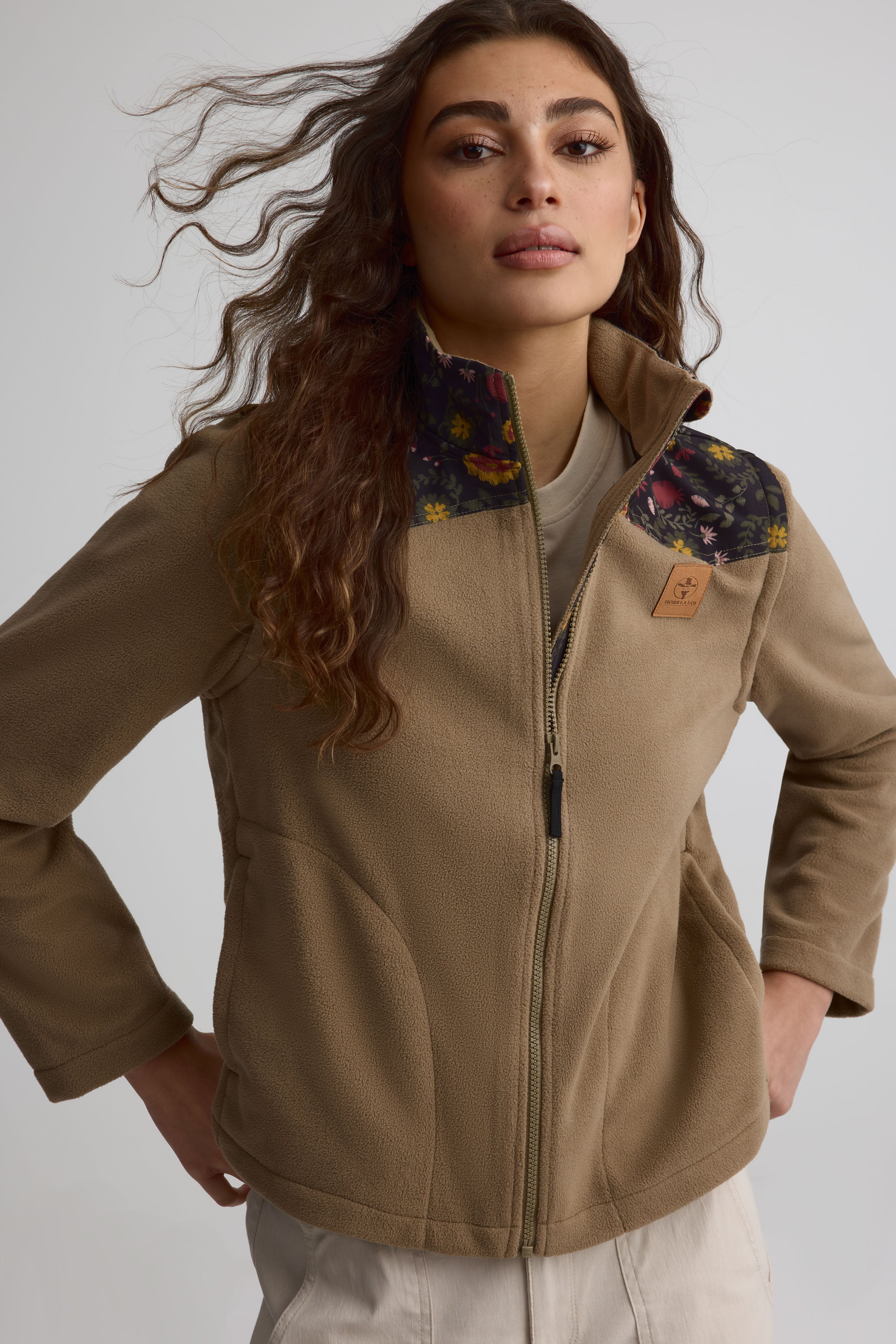 Veste en laine polaire à manches amovibles pour femme