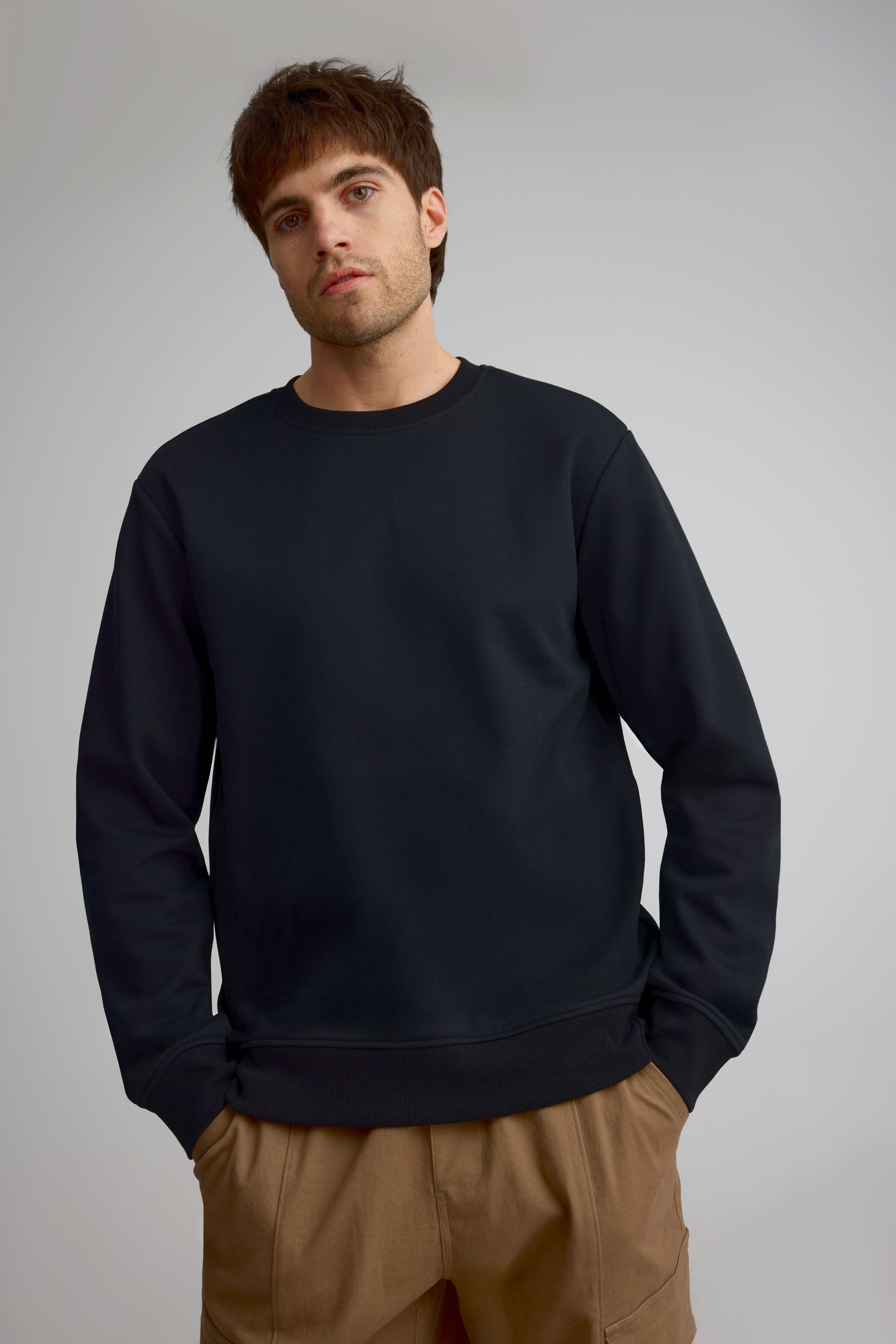 Chandail coton ouaté à col rond pour homme
