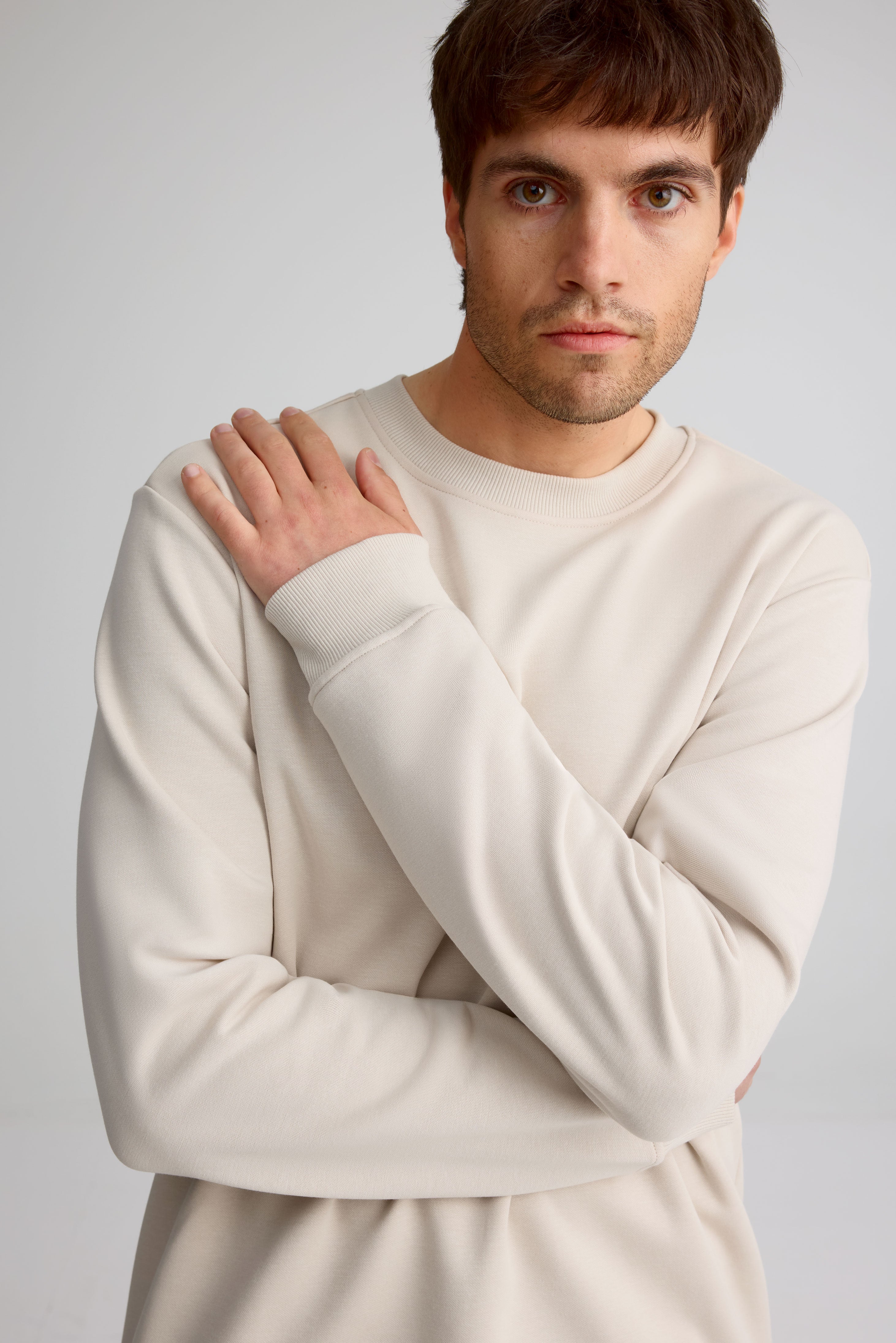 Chandail coton ouaté à col rond pour homme