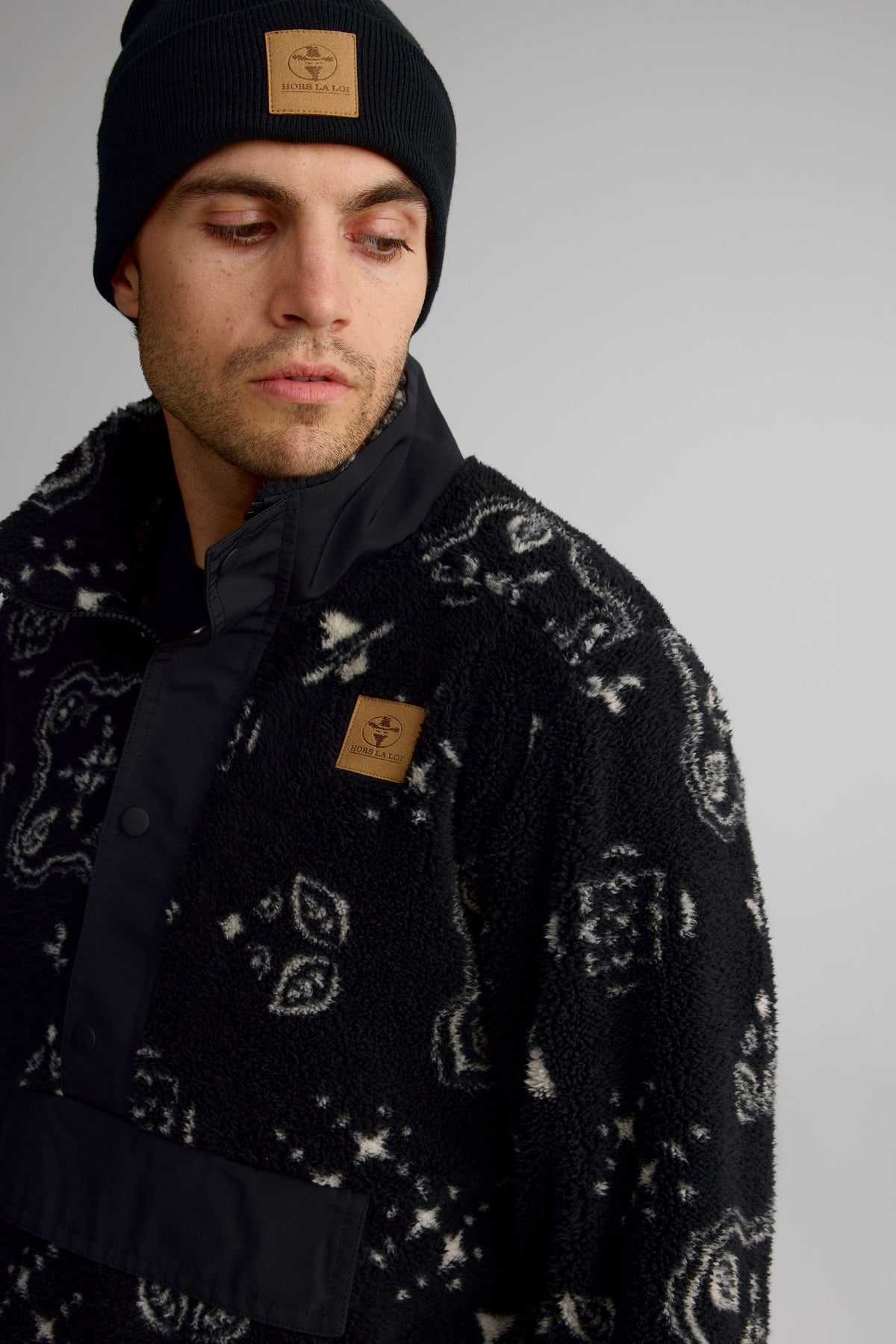 High-collar plush pullover for men