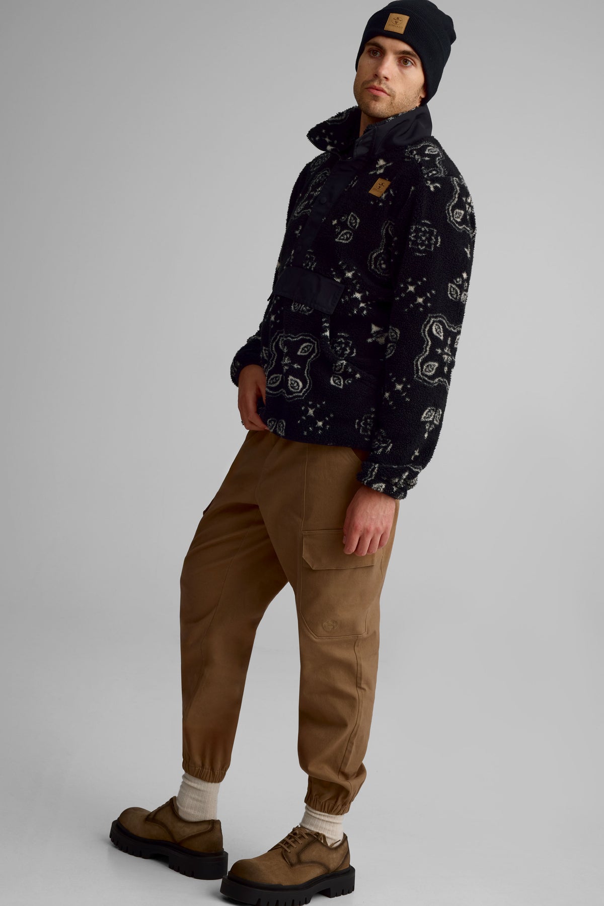 High-collar plush pullover for men