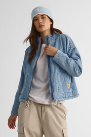 Denim quilted jacket for women