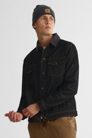 Denim jacket with corduroy collar for men