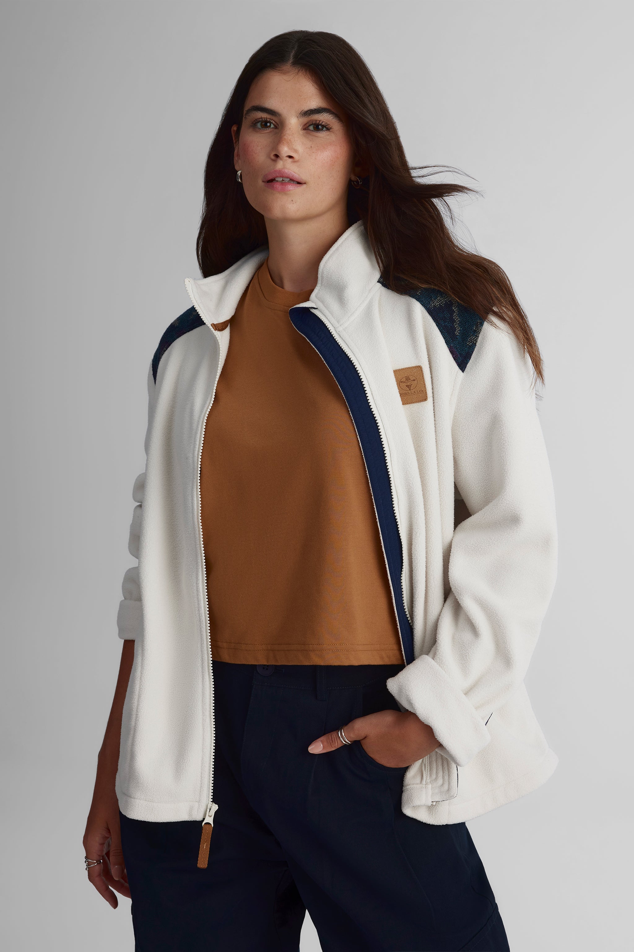 Veste en laine polaire à manches amovibles pour femme