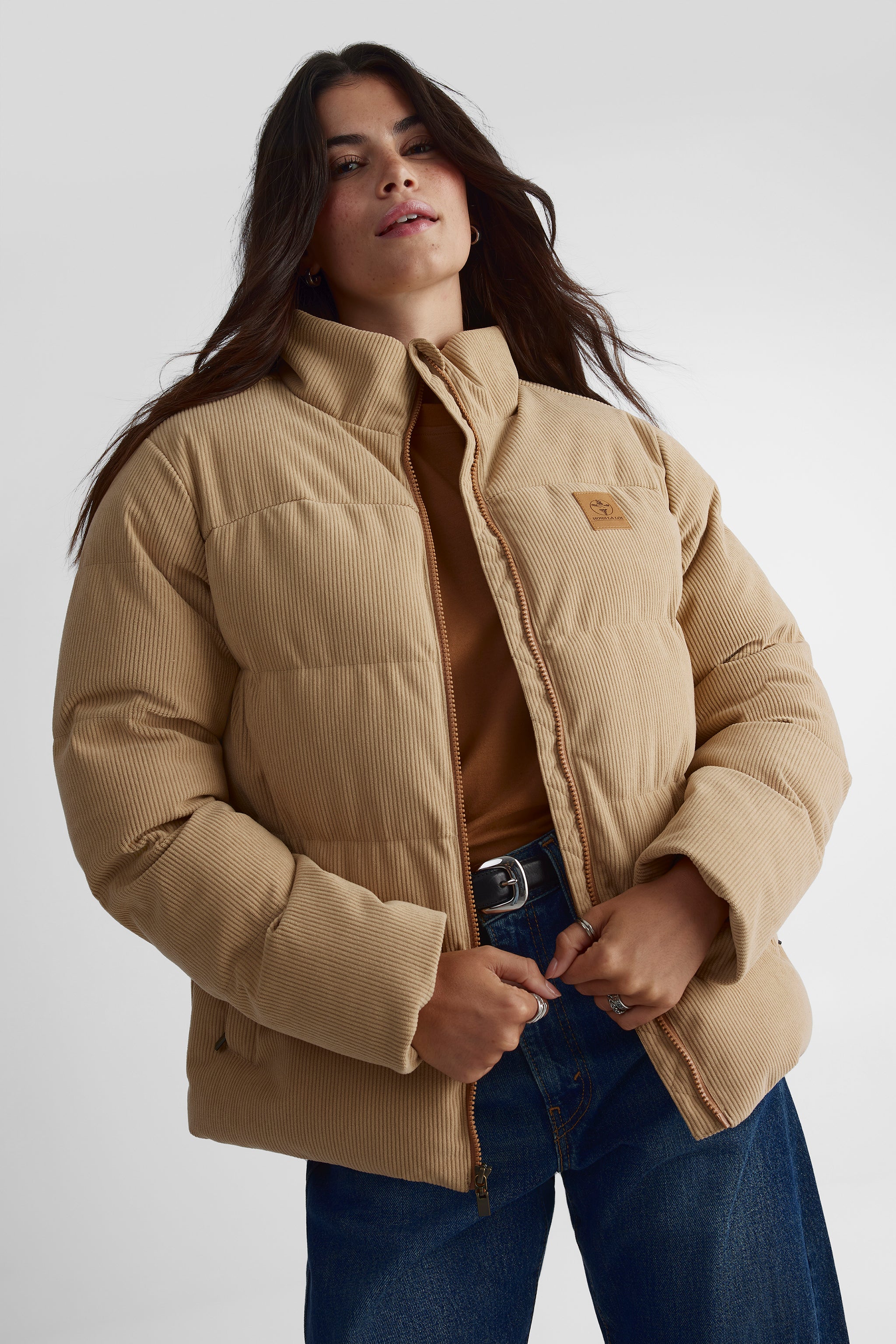 Manteau isolé en velours côtelé pour femme