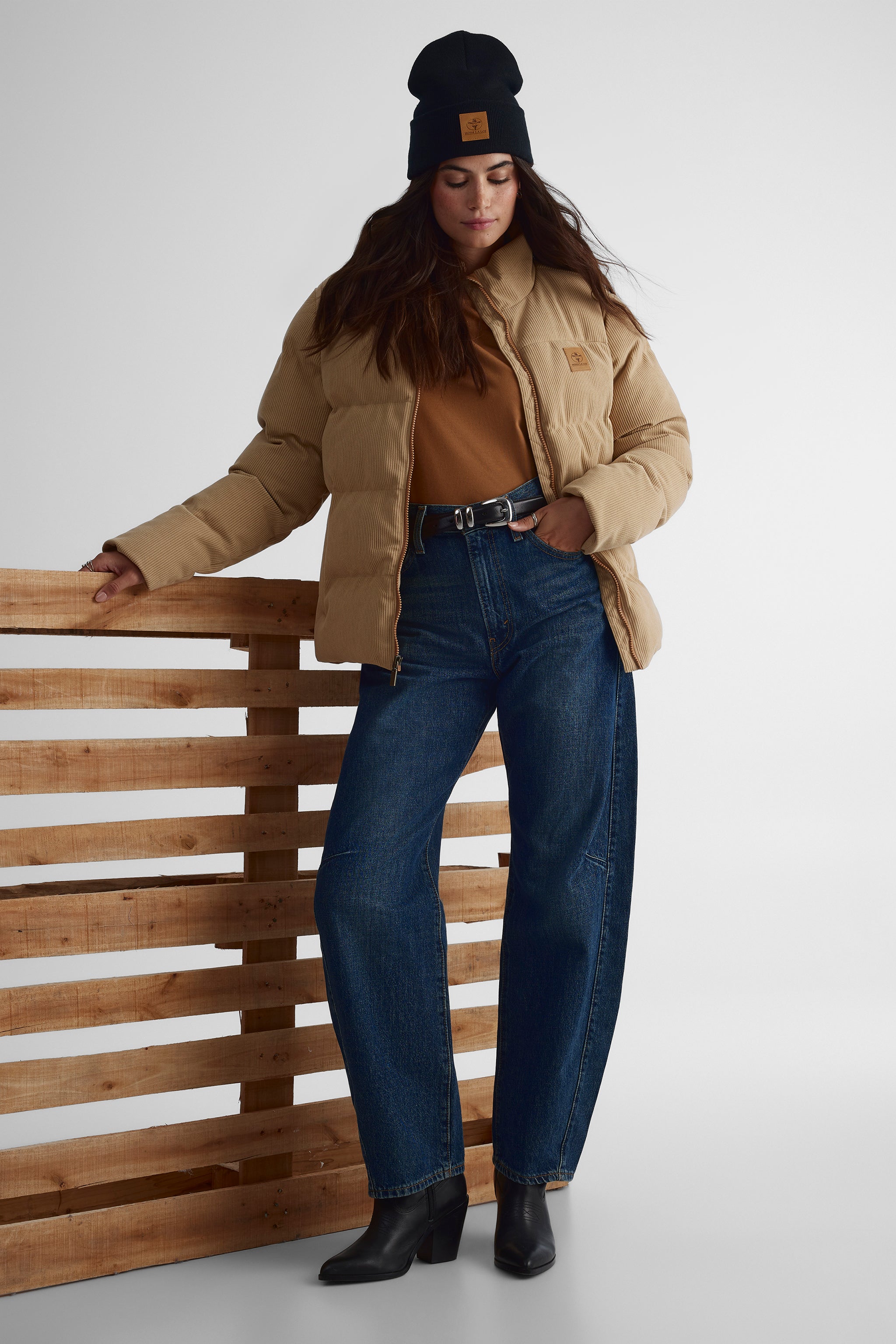 Manteau isolé en velours côtelé pour femme