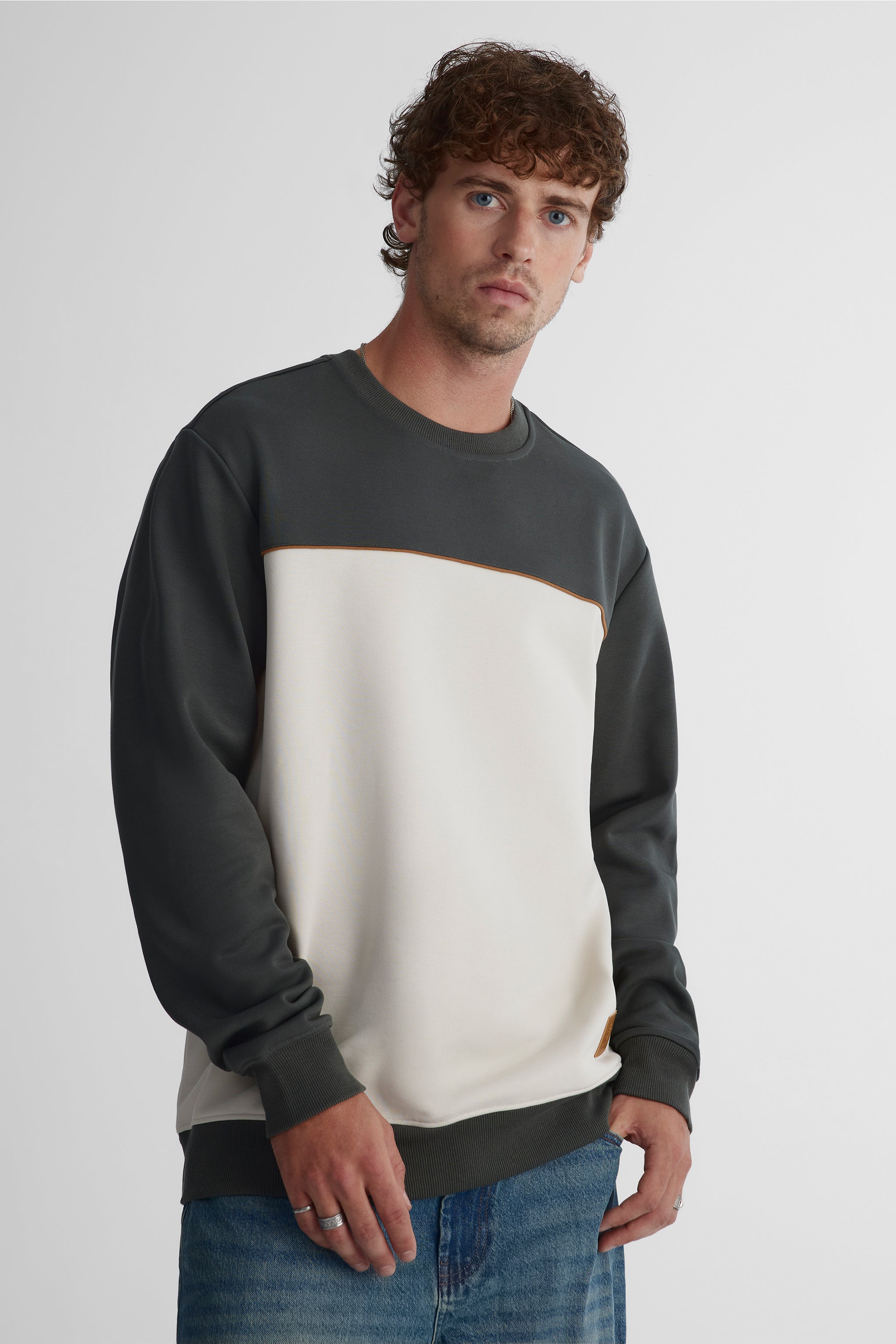 Chandail coton ouaté à col rond pour homme