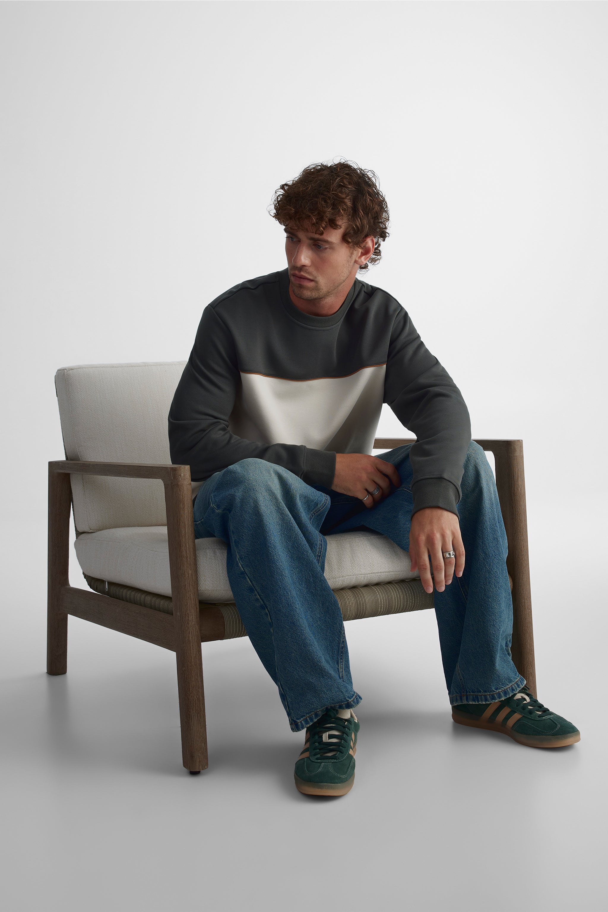 Fleece crewneck sweatshirt for men
