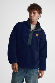 Plush mock-neck pullover for men
