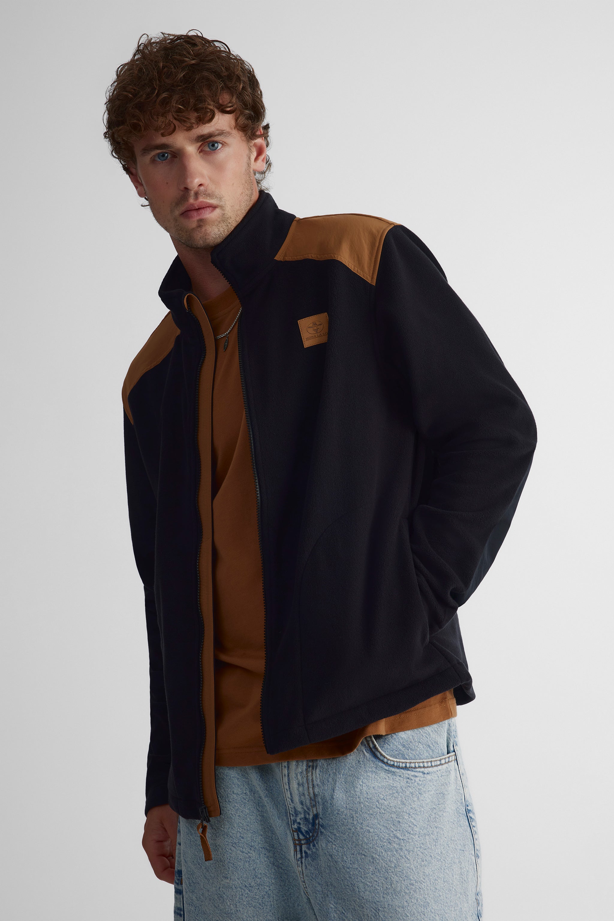 Veste en laine polaire à manches amovibles pour homme