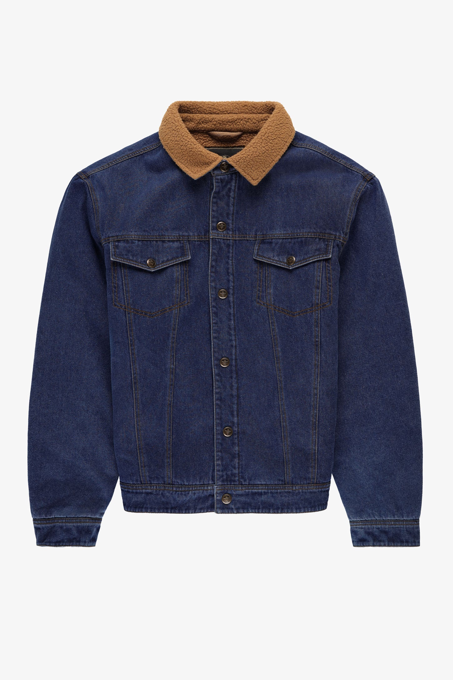 Denim jacket with sherpa collar for men