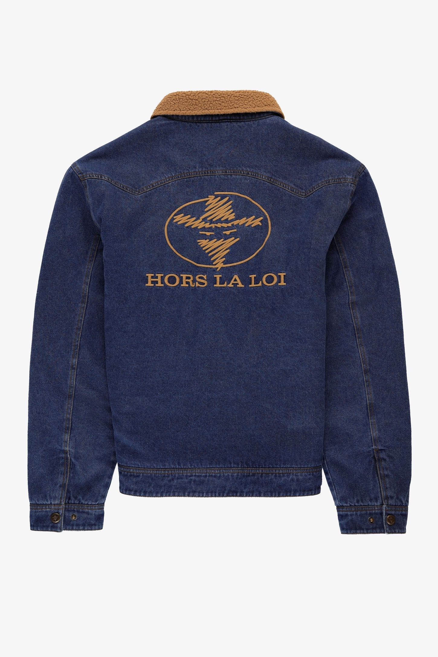 Denim jacket with sherpa collar for men