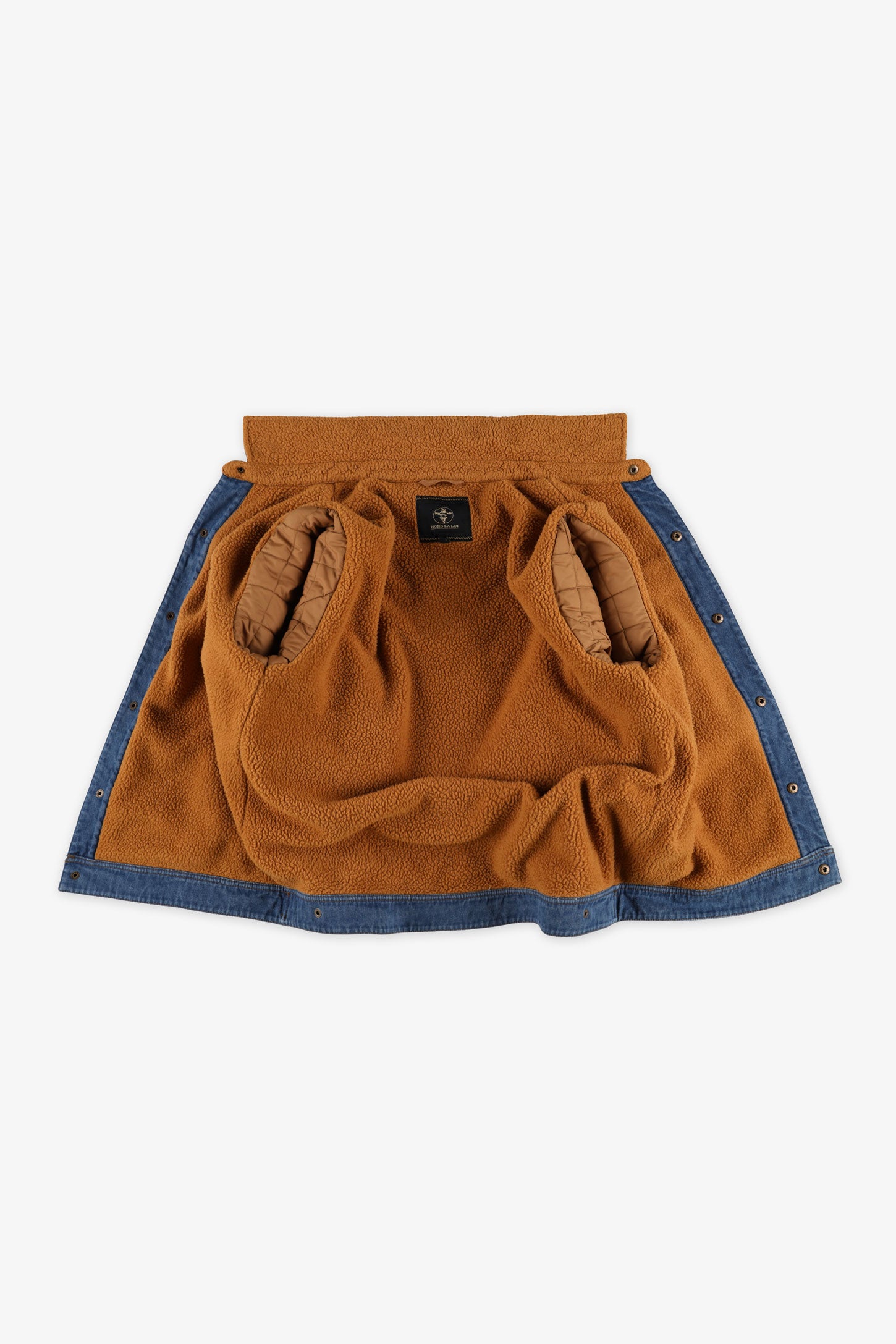 Denim jacket with sherpa collar for men