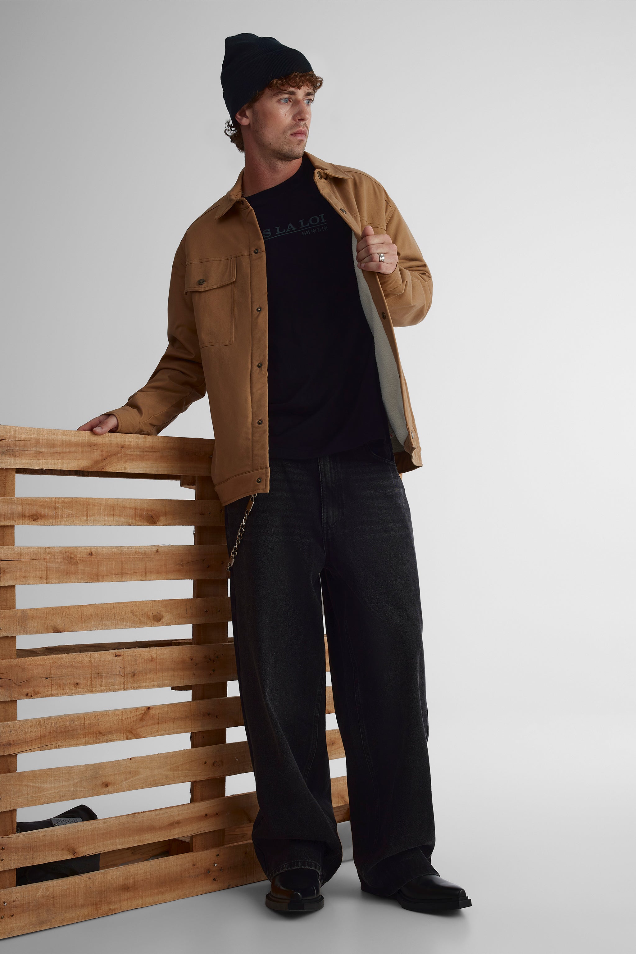 Flannel-lined utility jacket for men